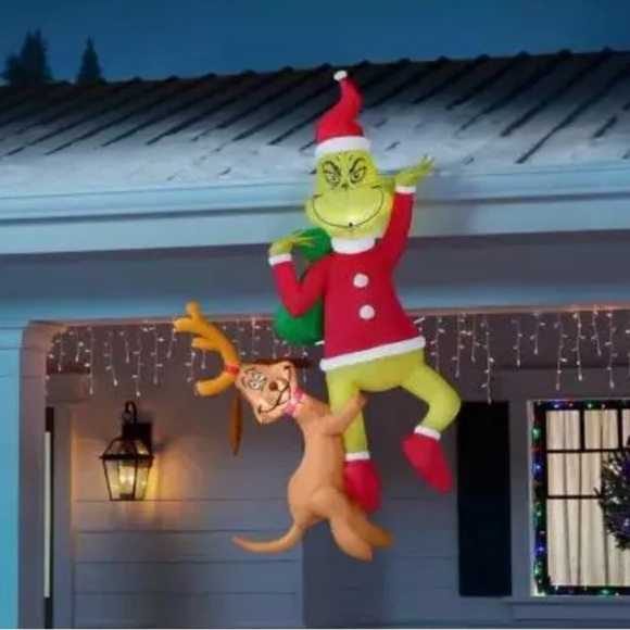 Gemmy 6ft Airblown Inflatable Hanging Grinch w/Max-Grinch - Picture 1 of 5